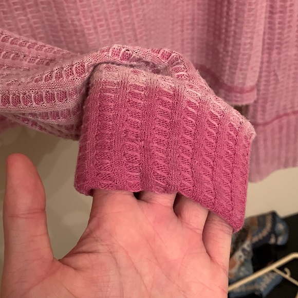 Free people mock neck mauve thermal pullover top - Picture 3 of 5
